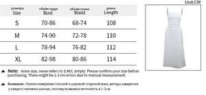 Size chart detail for pleated camisole A-line dress with measurements in centimeters