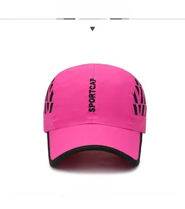 Front view of pink breathable quick-dry sports cap featuring black SPORTCAP lettering
