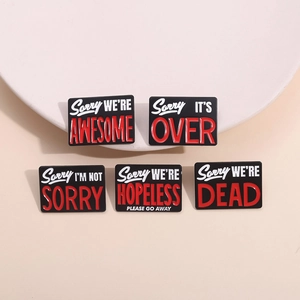 Fashion Black Geometric English Slogan Enamel Pin Alloy Motivational Quote Brooch Clothing Badge Jewelry For Unisex Decor