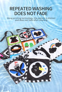 Washable baby cloth book in water showing no fading features and high contrast patterns