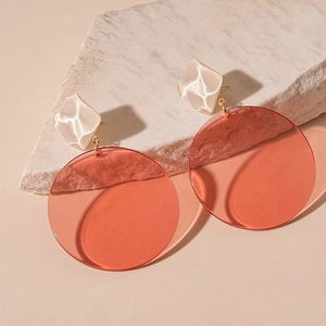 Geometric Dangle Earrings Resin Acrylic And Copper With 925 Sterling Silver Earring Post Simple Fashion Jewelry Women