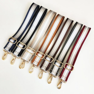 Correa De Bolso Ajustable Reemplazo Ancho Cinturón De Hombro Tejido De Nailon Rayado Accesorio Para Bolso Ganchos Metálicos