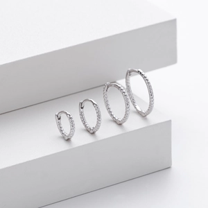 Set of four S925 sterling silver twisted hoop earrings in various sizes for women