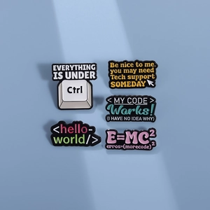 Programmer Enamel Pin Set Funny Coding Humor Metal Brooch Hello World Everything Under Ctrl Badge For Backpack Clothing