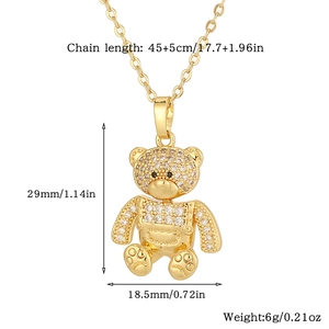 Detail view of teddy bear necklace showing dimensions 29mm height and 18.5mm width