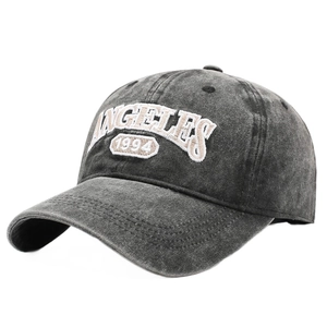 Vintage washed dark grey baseball cap with Angeles 1994 embroidery in a classic design