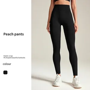 Leggings de Yoga sans Couture à Taille Haute pour Femmes Peach Buttocks Lift Pantalon de Fitness Sportif Minceur en Nylon Élasthanne