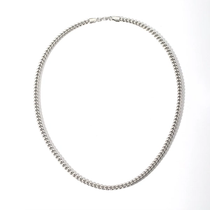 Minimalist silver Cuban link necklace in polished stainless steel with lobster clasp closure