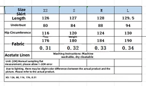 Size guide for women's satin midi dress featuring measurements in centimeters for XS to L