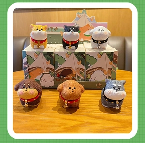Detailed set of 6 mini resin dog figurines in decorative gift box packaging