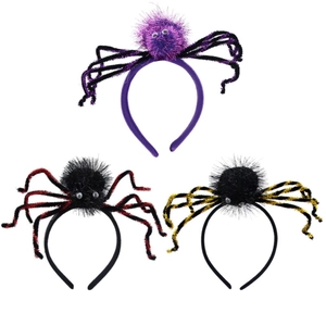 Halloween Funny Spider Headband Plush Tinsel Hair Hoop For Party Cosplay Costume Novelty Hair Accessories For Women Kids