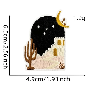 Detailed size measurement of desert night scene iron-on patch for jackets and bags