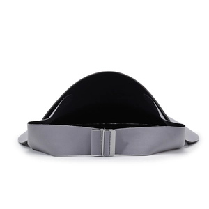 Foldable grey sun visor hat for women featuring a wide brim and adjustable strap