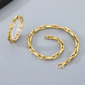 Polished 10mm thick gold pig nose chain set with necklace and bracelet for men and women