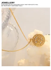 Macro view of zodiac pendant with inlaid zircon on white coral in warm lighting