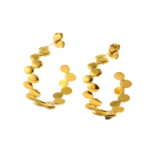 Boucles d'oreilles ovales irrégulières en acier inoxydable plaqué or 18k effet miroir