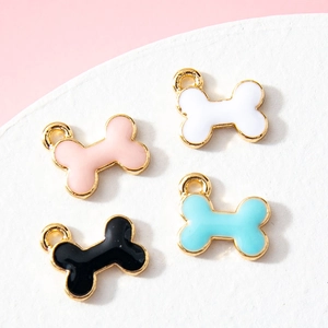 Bone Shaped Alloy Enamel Charms For DIY Jewelry Making Bracelet Earring Cute Colorful Metal Pendants Small Accessories
