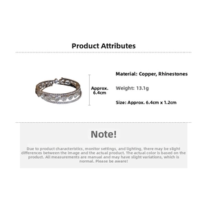 Detailed size specifications and material chart for multilayer crystal flower bracelet