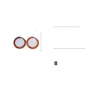 Detail view of 5cm amber resin C-shaped hoop earrings with size and weight specs