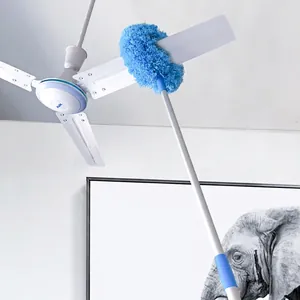 Microfiber Ceiling Fan Duster Cleaning Tool With Extendable Long Stainless Steel Pole For High Reach Home Dusting