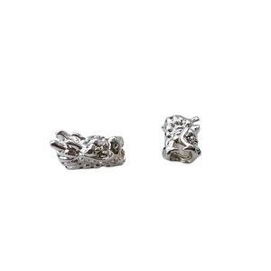 Retro dragon head beads in silver finish for Chinese zodiac style jewelry making