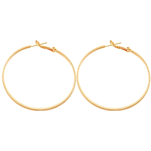 Exaggerated geometric gold-plated round hoop earrings for women with brushed metal finish