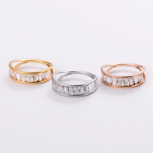 Exquisite double layer rhinestone ring set in gold, silver, and rose gold finishes