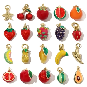 Fruit Shape Charms Pendants Copper Enamel Drip Oil DIY Jewelry Making Findings Accessories Handcrafted For Necklaces Earrings