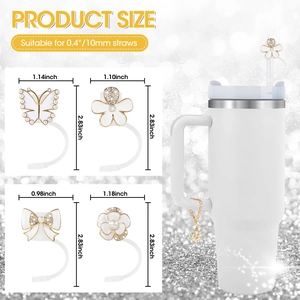 Detailed size guide for rhinestone straw covers and cup charms with 10mm fitment