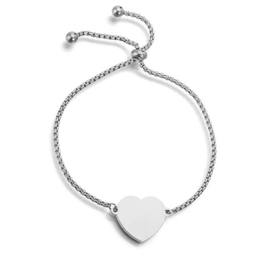 Heart Pendant Bracelet Stainless Steel Adjustable Box Chain Minimalist Jewelry Gift