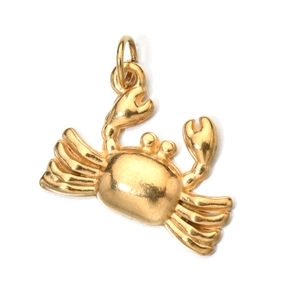 Detailed view of a golden crab-shaped metal pendant charm for DIY jewelry making