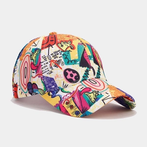 Graffiti Printed Baseball Cap Polyester Streetwear Outdoor Sun Hat For Men Women Adjustable