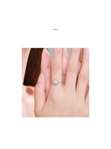 Close-up of S925 sterling silver chain ring featuring a micro-paved crystal sphere detail