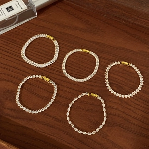 Elegant gold plated tennis bracelets with sparkling zircon stones in various cuts and shapes