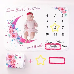 Baby Meilenstein Decke Flanell Weich Monatliches Wachstum Foto Hintergrund Für Neugeborene Tiere Blumen Dekorativ