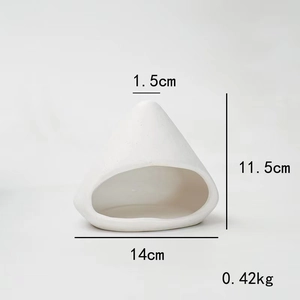 Detailed dimension guide for white ceramic palo santo holder with height and width specs