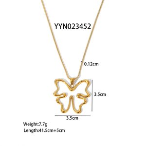 Elegant gold butterfly pendant necklace with hollow design on 41.5cm snake chain