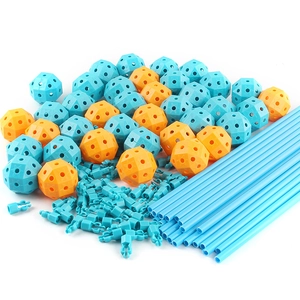 DIY fort building kit for kids with connecting balls and support rods for castle play
