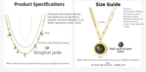 Guide des tailles montrant les dimensions et le poids des colliers en malachite verte
