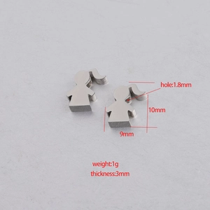 Girl silhouette stainless steel charm pendant with dimensions and 1.8mm hole size