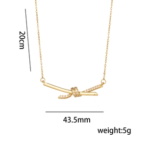 Titanium steel knot necklace with crystals, chain length 20cm and 43.5mm pendant width