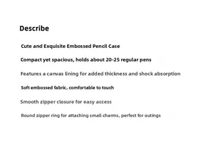 Detailed view of the embossed pencil case material, ring zipper and large capacity capacity