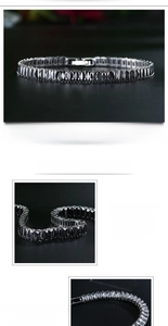 Close-up of gun-black tennis bracelet showing square zircons and premium plating