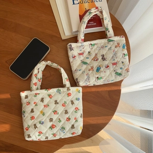 Quilted cotton handheld phone bag with cute floral bear and cartoon dog patterns