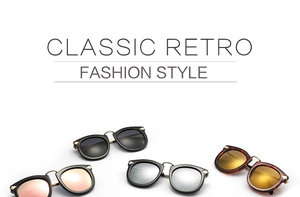 Detailed display of retro cat eye sunglasses in multiple colors with metal temple accents