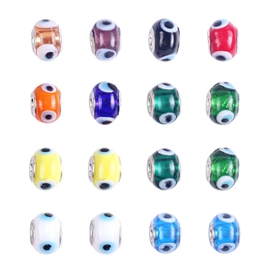 Macro view of colorful circular evil eye beads for children's DIY bracelet kits