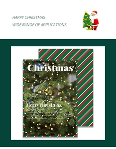 Detailed Christmas greeting card with festive holiday photography and red striped patterns