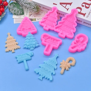 Christmas tree and candy cane silicone mold set for DIY cake baking and chocolate crafts