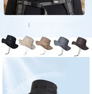 Chapeau de soleil extérieur en plusieurs couleurs avec cordon réglable et aérations
