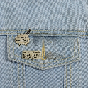 5-piece creative motivational metal enamel pin set with inspirational English text for denim